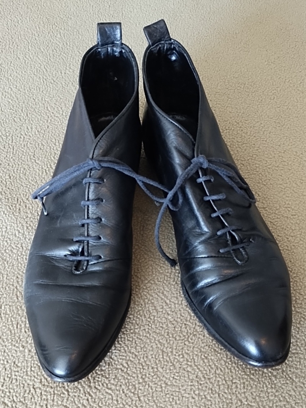 Vintage B. Altman Made in Italy Black Leather Lace Up Ankle Boots 9N Narrow